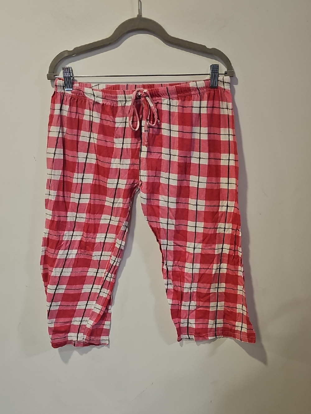 Pink & White Plaid Drawstring Lounge Pants